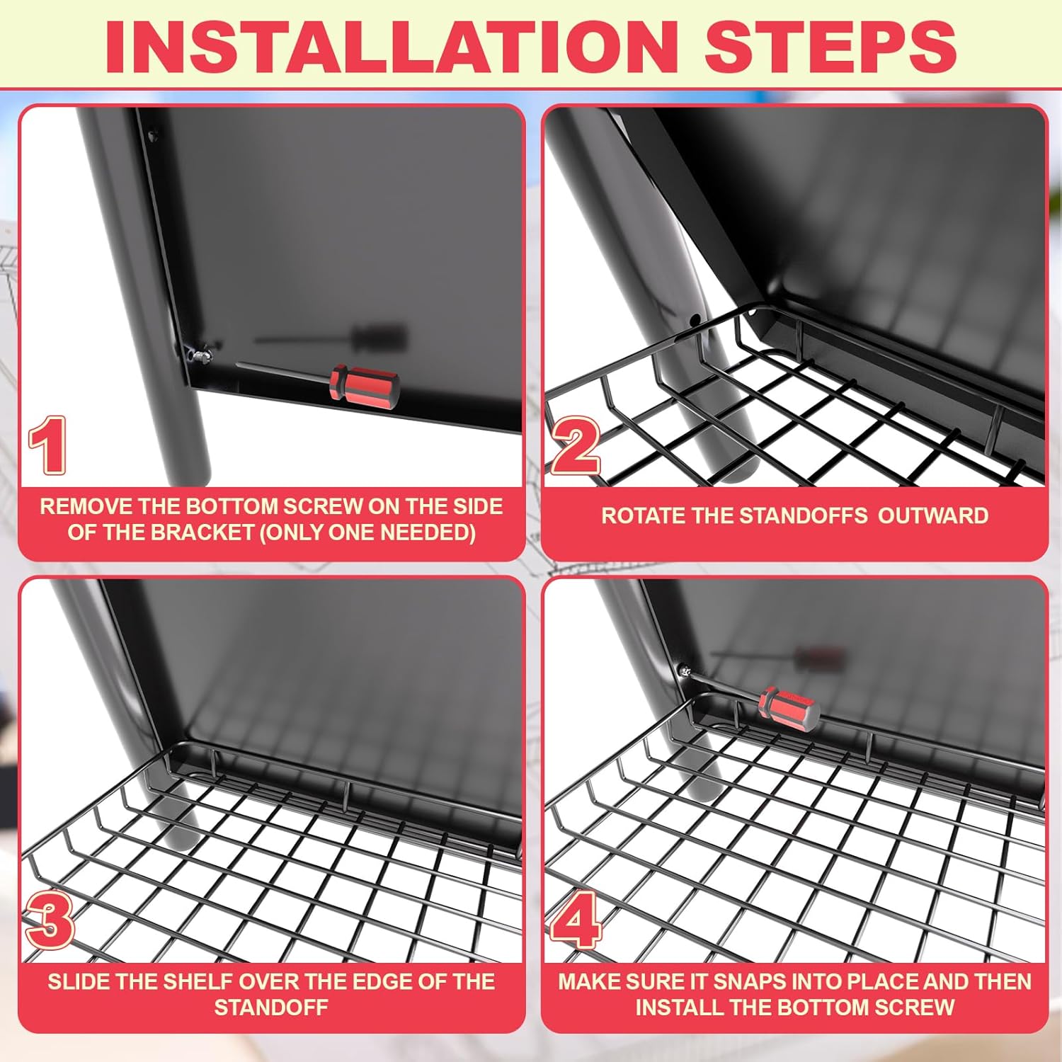 Pellet Grill Storage Shelf for Traeger Pro Series 34 Accessories, Grill Bottom Shelf for Traeger Accessories Pro 34 and Other Wood Pellet Grill, Black Powder Coated Steel Wood Pellet Storage Shelf