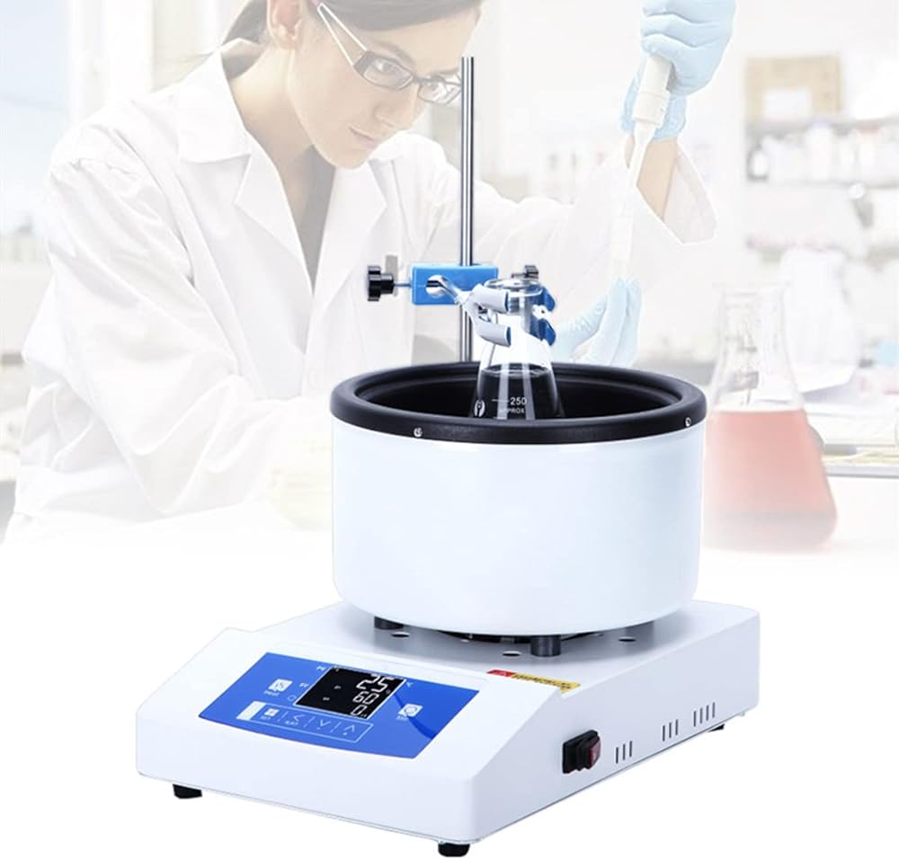 Laboratory Magnetic Stirring Heating Pot, Water Bath & Oil Bath, Digital Display Temperature Control System, Magnetic Hotplate Stirrer for Heating Treatment of Spherical Flasks,5L
