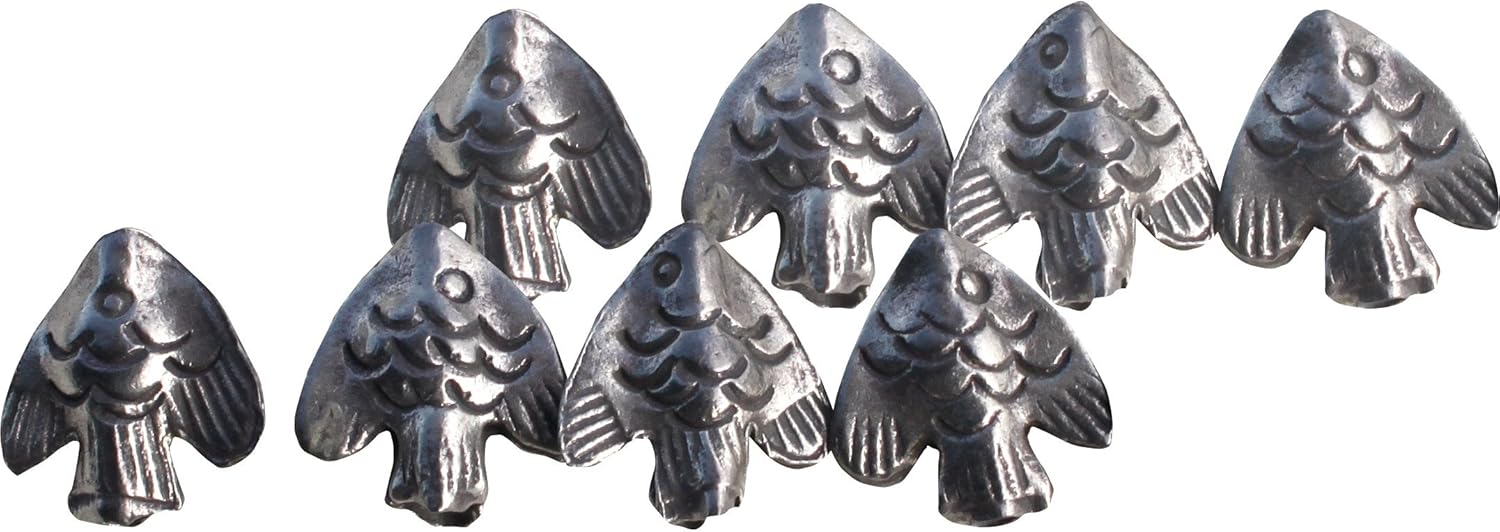 Full Funk Ethnic Thai Karen 97% Silver Beads - Tube Hole Fish - 4 Beads