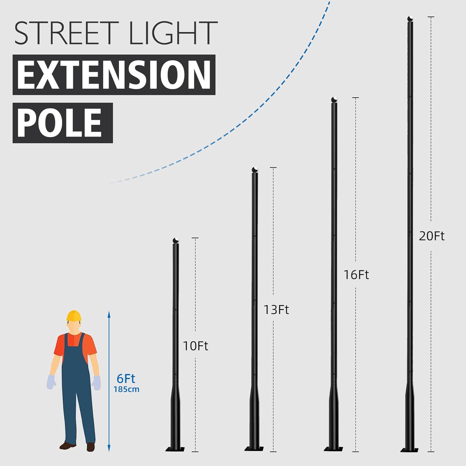 Street Light Pole 20Ft, Street Light Poles for Outdoor Lighting,Solar Pole Accessory for Street, Suitable for Farm, courtyards, Parks, and Roads (114+76)
