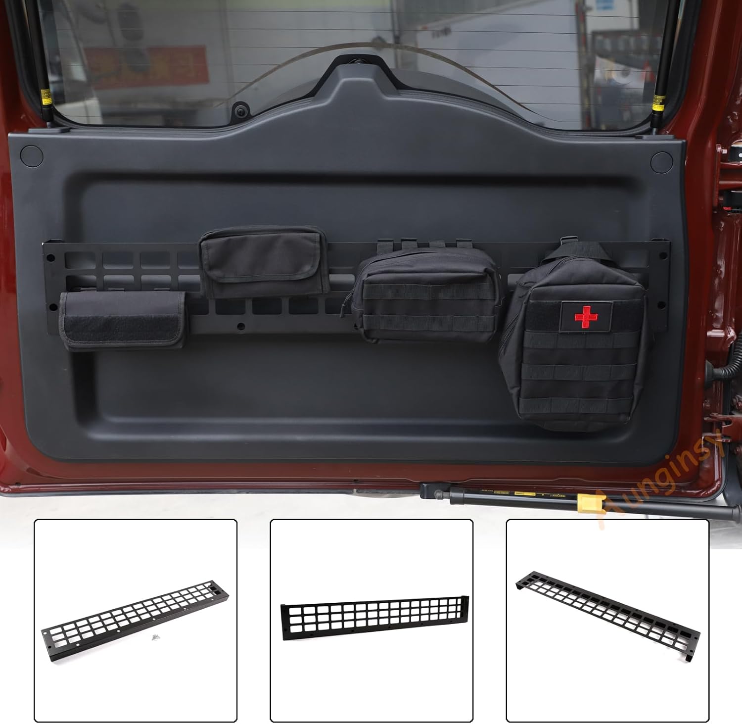 Car Tailgate Storage Rack Shelf Fit Toyot@a FJ Cruiser 2007-2024 Aluminum Car Back Door Panel Hanging Bag Organizer Holder Trunk Organizer Multifunctional Storage Mount Frame Box Expansion Accessories