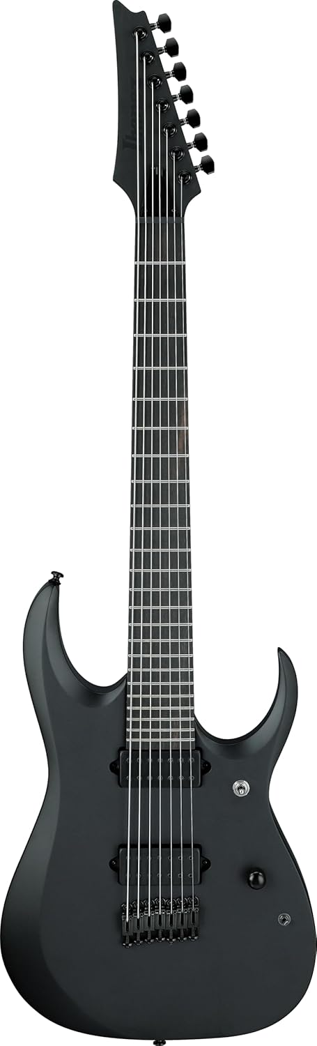 Ibanez RGDRB71 Iron Label 7-String Right-Handed Electric Guitar with Nyatoh Body, Roasted Maple Neck, and Ebony Fingerboard (Black Flat)