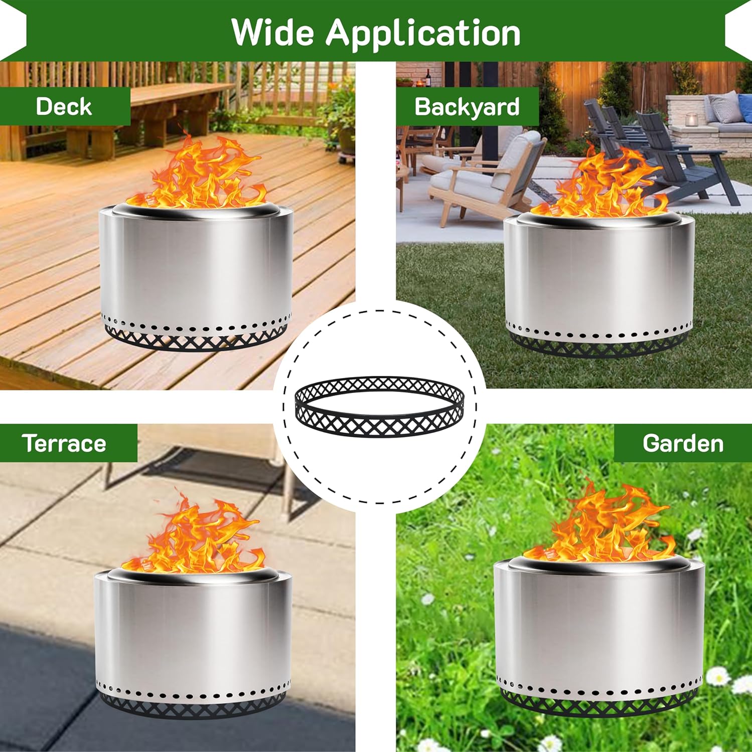 FEBTECH - 23 Inch Carbon Steel Firepit Stand - Compatible with Solo Stove Yukon and Other 27 Inch Fire Pit -Heat Resistant Portable Smokeless Firepit Accessories to Protect Firepit Surface