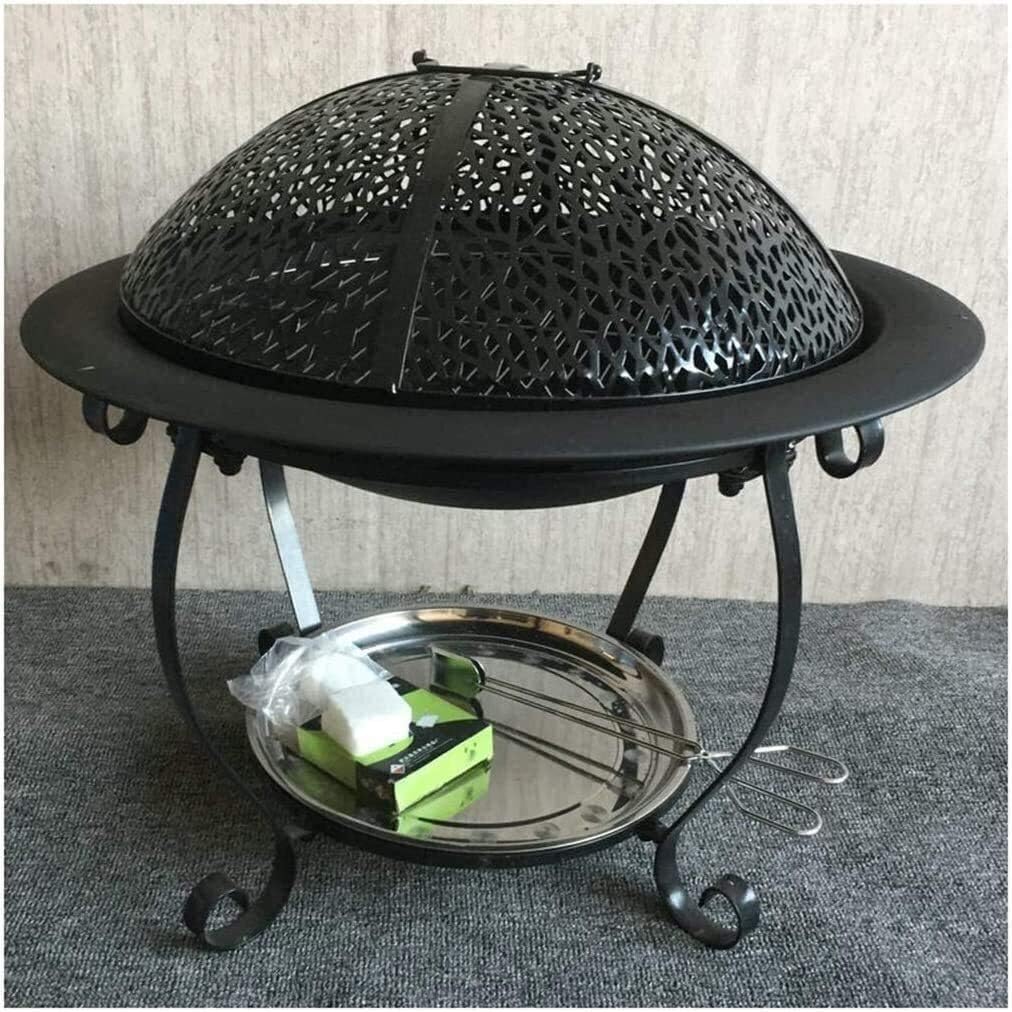 Fire Pit Fire Pits Outdoor Wood Burning Fire Pits 32Cm Diamete Fire Pit - Outdoor Fire Large Bonfire Wood Burning Patio Coal Grill Firepit for Outside Grill Charcoal with Cover BBQ Cooking F