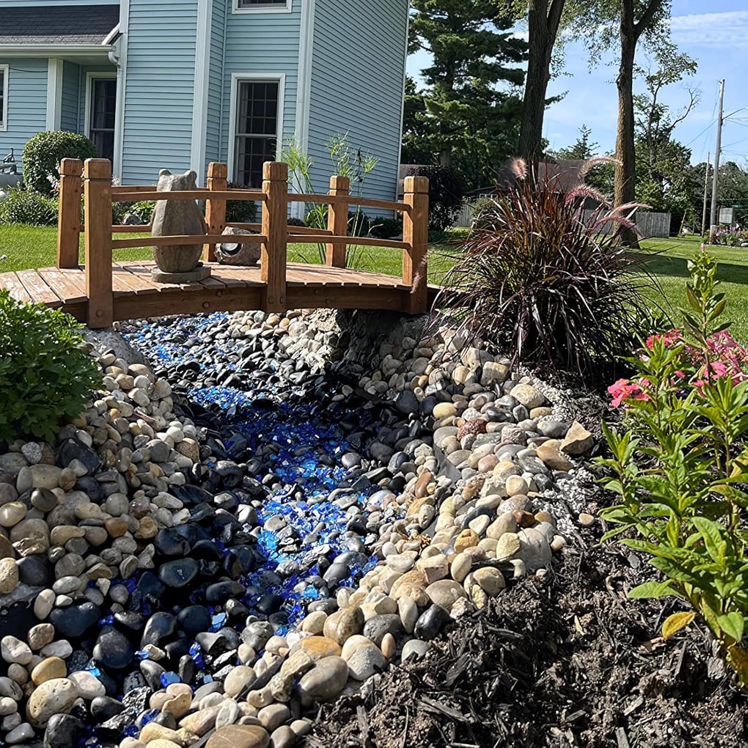 Uniflasy 20 Pounds Fire Pit Glass, 1/2 Inch Reflective Fire Glass Beads for Outdoor Firepit and Fireplace, High Luster Mixed Color