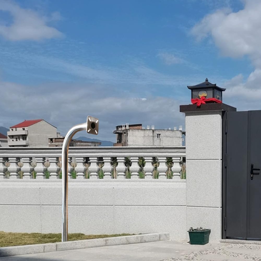 Gooseneck Keypad Stand，Heavy Duty Stainless Steel Universal Access Control Mounting Post Keypads，74” Height， 4.1” x 4.1” Universal mounting Plates， Other Access Control Accessories (Embedded Type)