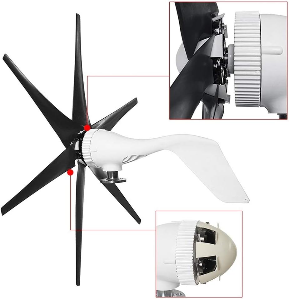 9000W 6 Fiber Blade Wind Turbines Horizontal Home Wind Generator Windmill Energy Turbines Charge 12V 24V Volt Power Red (12V)