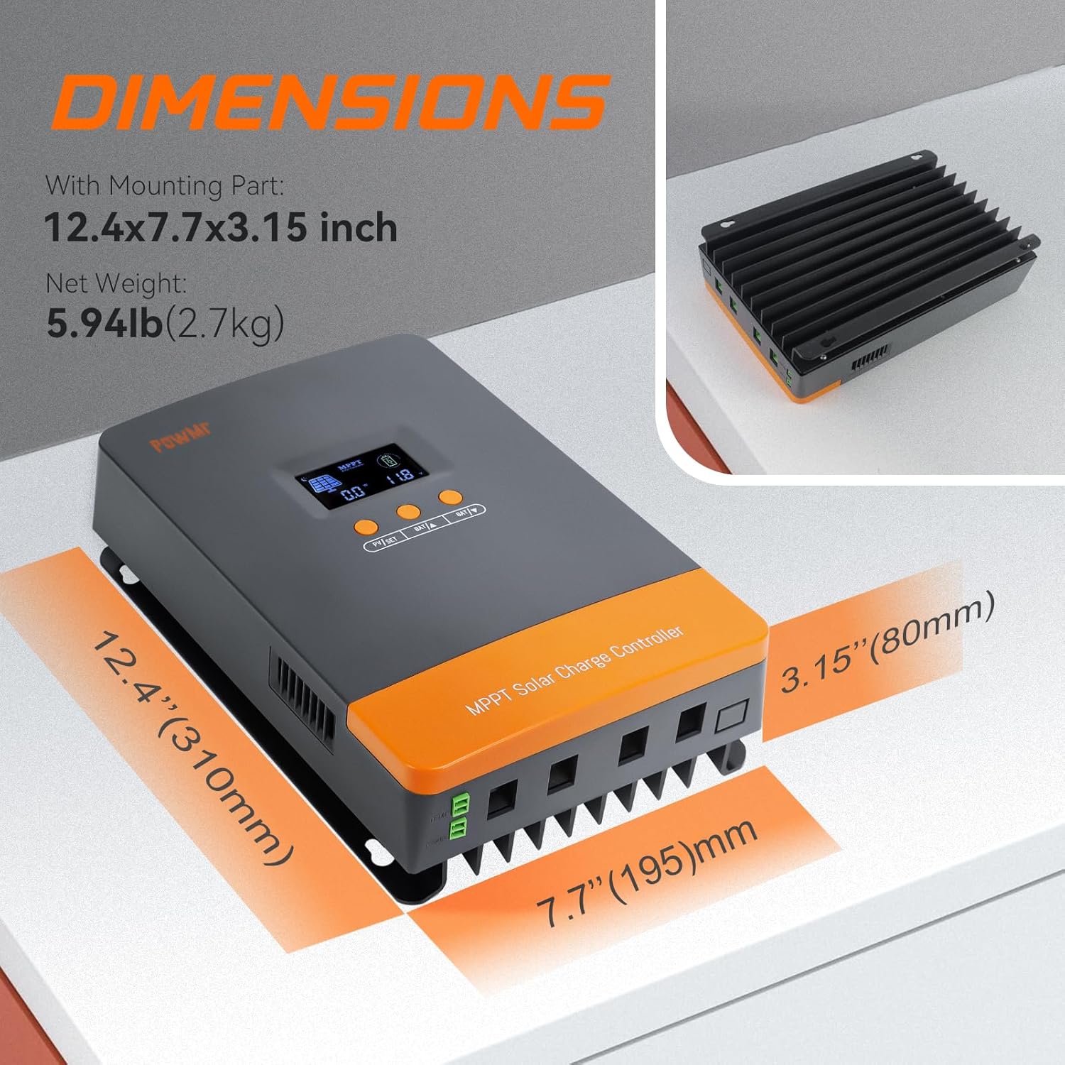 PowMr 100A MPPT Solar Charge Controller 12V/24V/48V | 12 Units Parallel Support | Dual Cooling Fan & Wide Voltage | Compatible with Lithium/Lead-Acid Batteries | Overload Protection