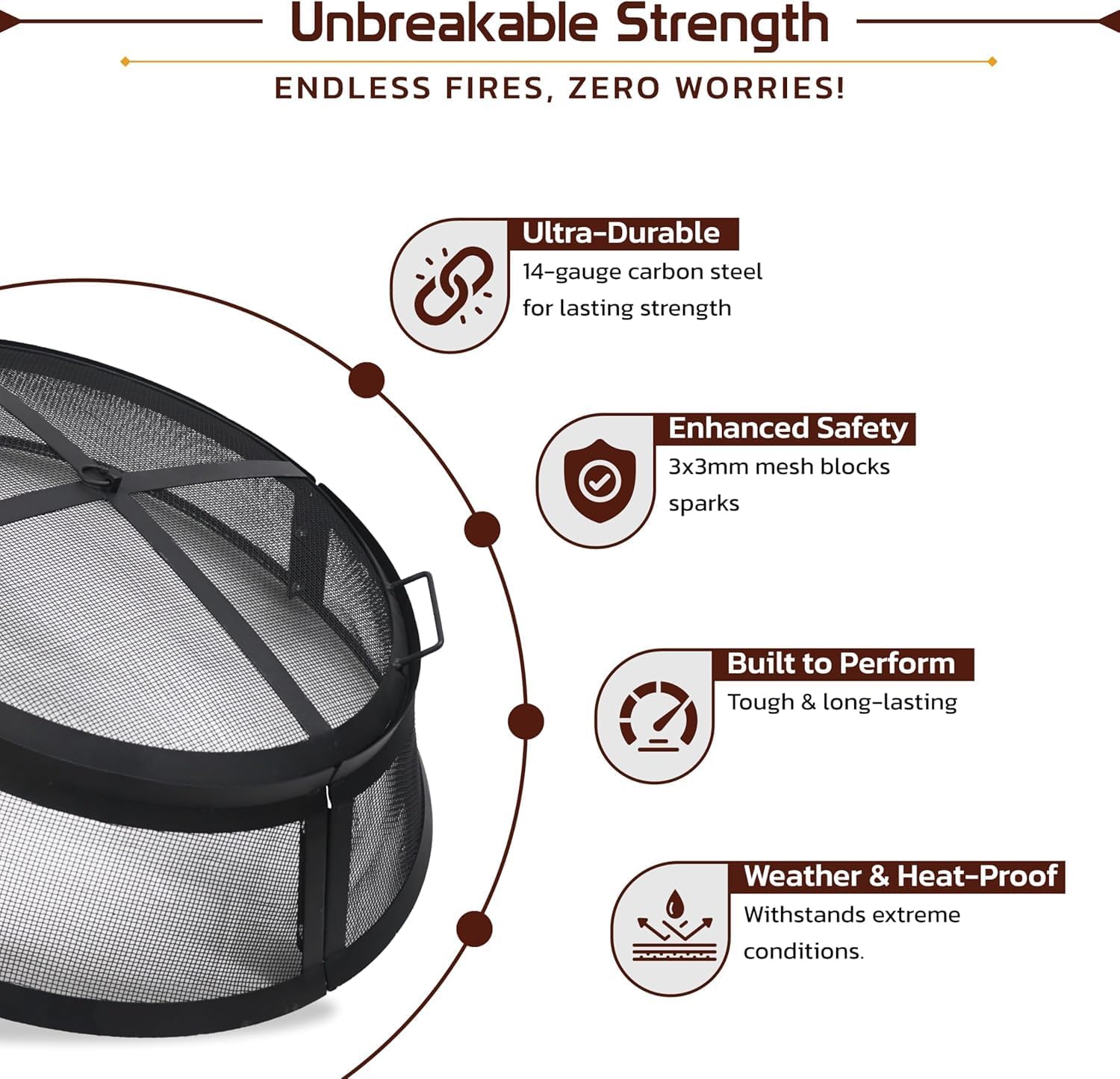 Fire Pit Screen 36 inch Round - Fire Pit Spark Screen Fireplace Screen with Hook for Easy-Lift fire Pit Spark Screens 36