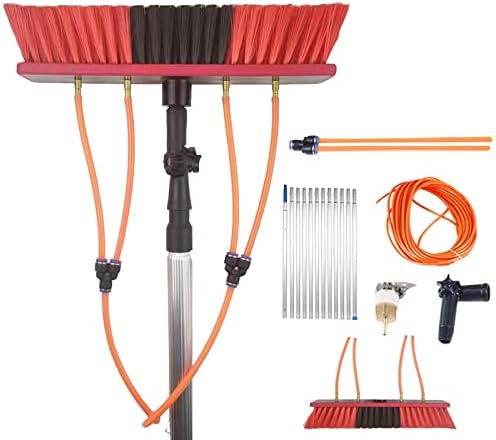 Glass Cleaning Brush Household Water Supply Telescopic Pole Kit Solar Panel Rotating Brush Solar Photovoltaic Panels，Window Lining Pool Water Feed Tools with Extendable Brush Suita