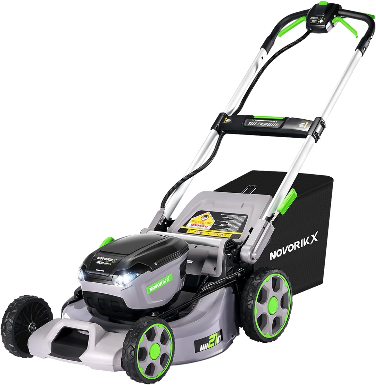 60V Self-Propelled Lawn Mower 21-Inch, Brushless Cordless Mower for Large Yards Battery and Charger Not Included