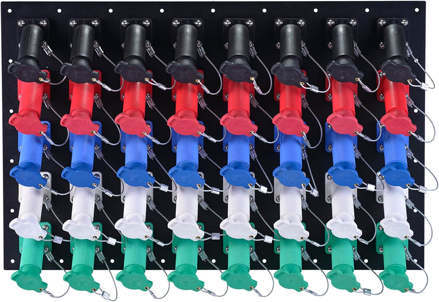 32 Position CAM Lock Panel, 3200 Amp, 3 Phase 250 Volt, Male, 45°, Double Set-Screw Connections with NEMA 3R Caps and Lanyards, Series 16 CAM Connectors, Power Distribution Panel