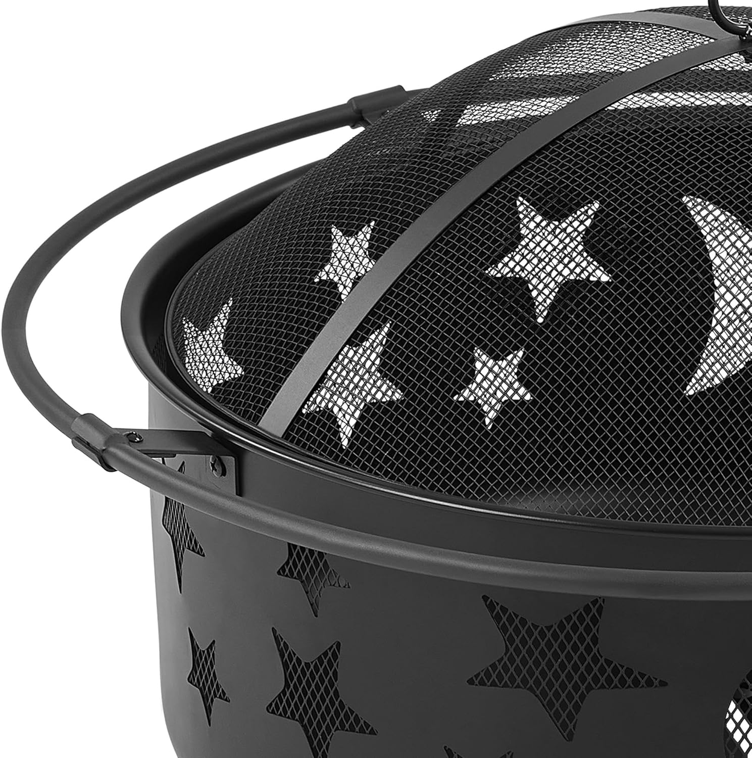 Yaheetech 30in Fire Pit Moons and Sky Stars Outdoor Fire Pit Fireplace Large Bonfire Wood Burning Firepit Bowl for Patio & Backyard with Spark Screen