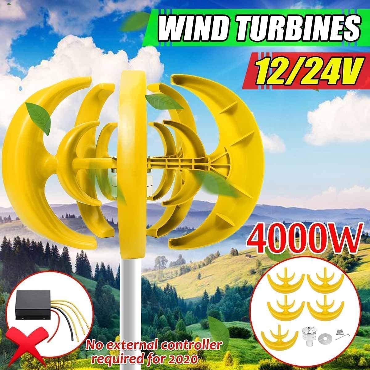 Horizontal Home 4000W Wind Turbines Wind Generator Power Windmill Energy Turbines Charge, 5 Blades for Home Camping