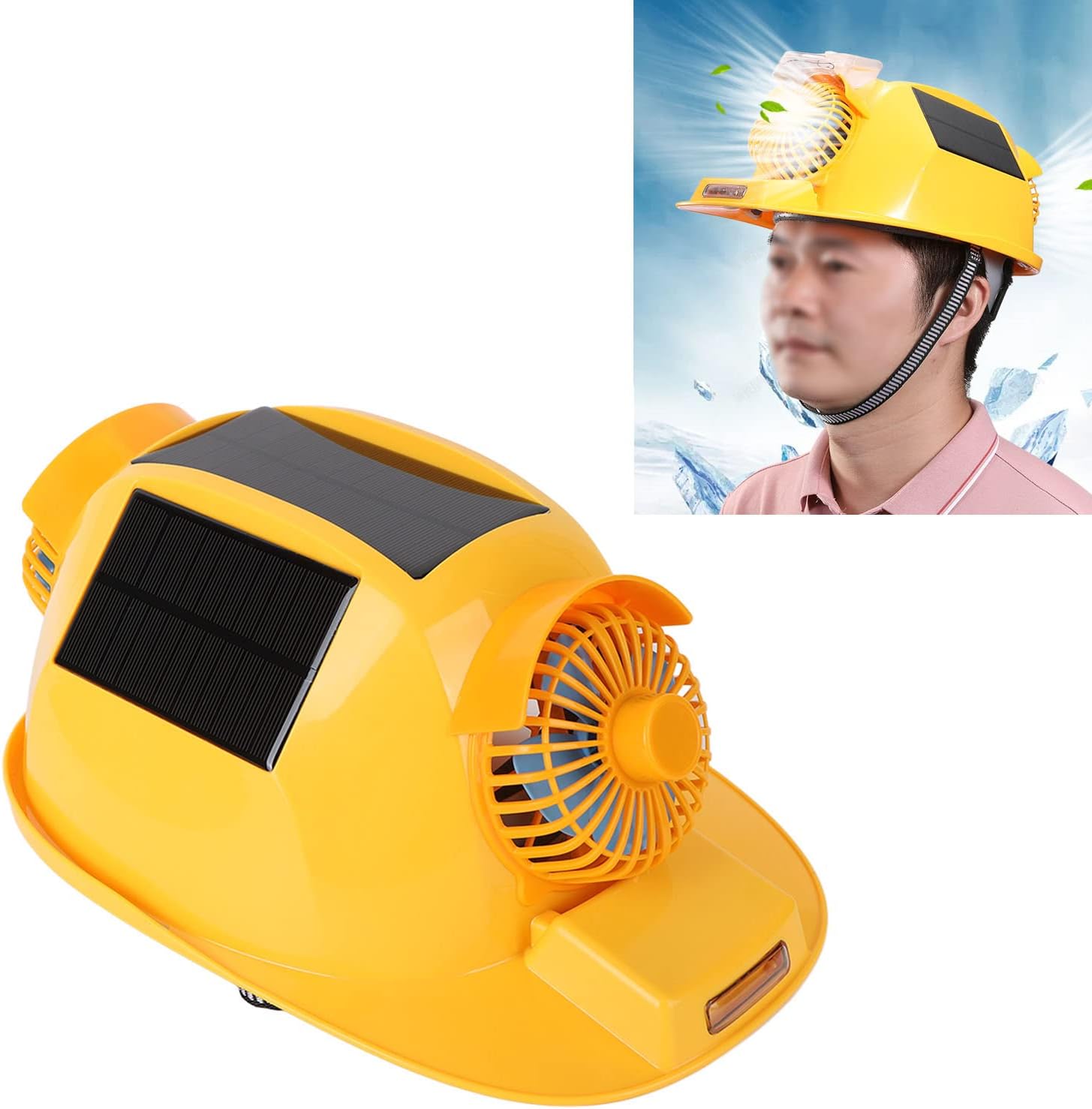 Ventilating Hard Hat Solar Power Double Fan Lightweight Bump Hat Helmet with Light for Construction Home Improvement