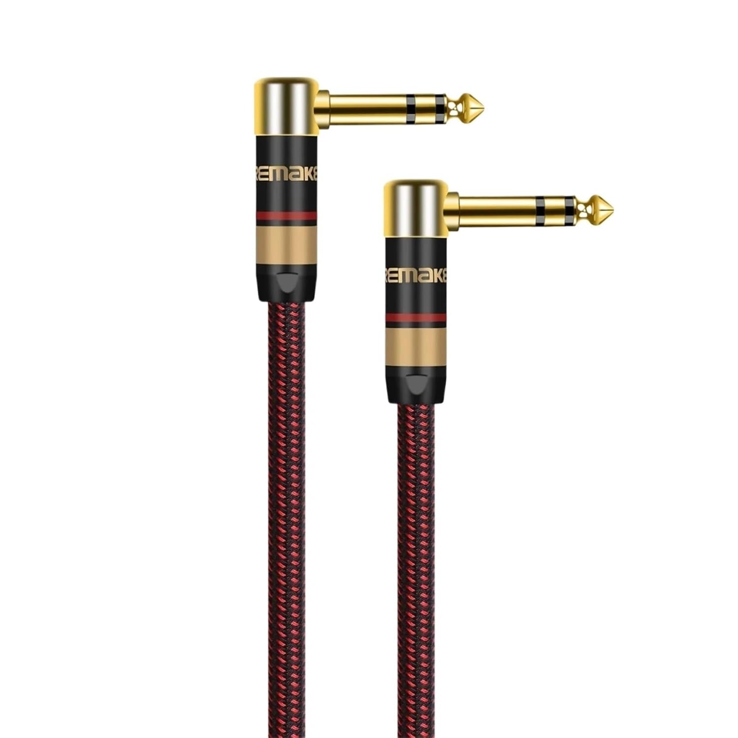 Stereo Audio Line TRS 1/4 Inch Male To Male Guitar Amp Cord 6.5mm To 6.5mm for Guitar Sax Speaker Amplifer Mixer Equalizer(Red-Straight LL,1m)