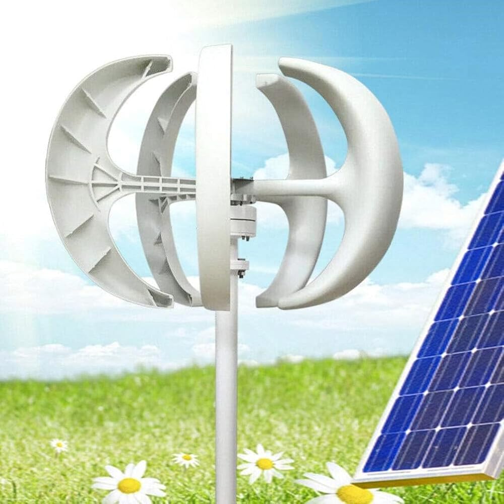 12V 24V 5-Blade Vertical Axis Wind Turbine Kit - 400W 600W 800W 1000W 1200W, 3-Phase AC Permanent Magnet Generator with Controller, Eco-Friendly Renewable Energy Solution for Home & Off-Grid Use