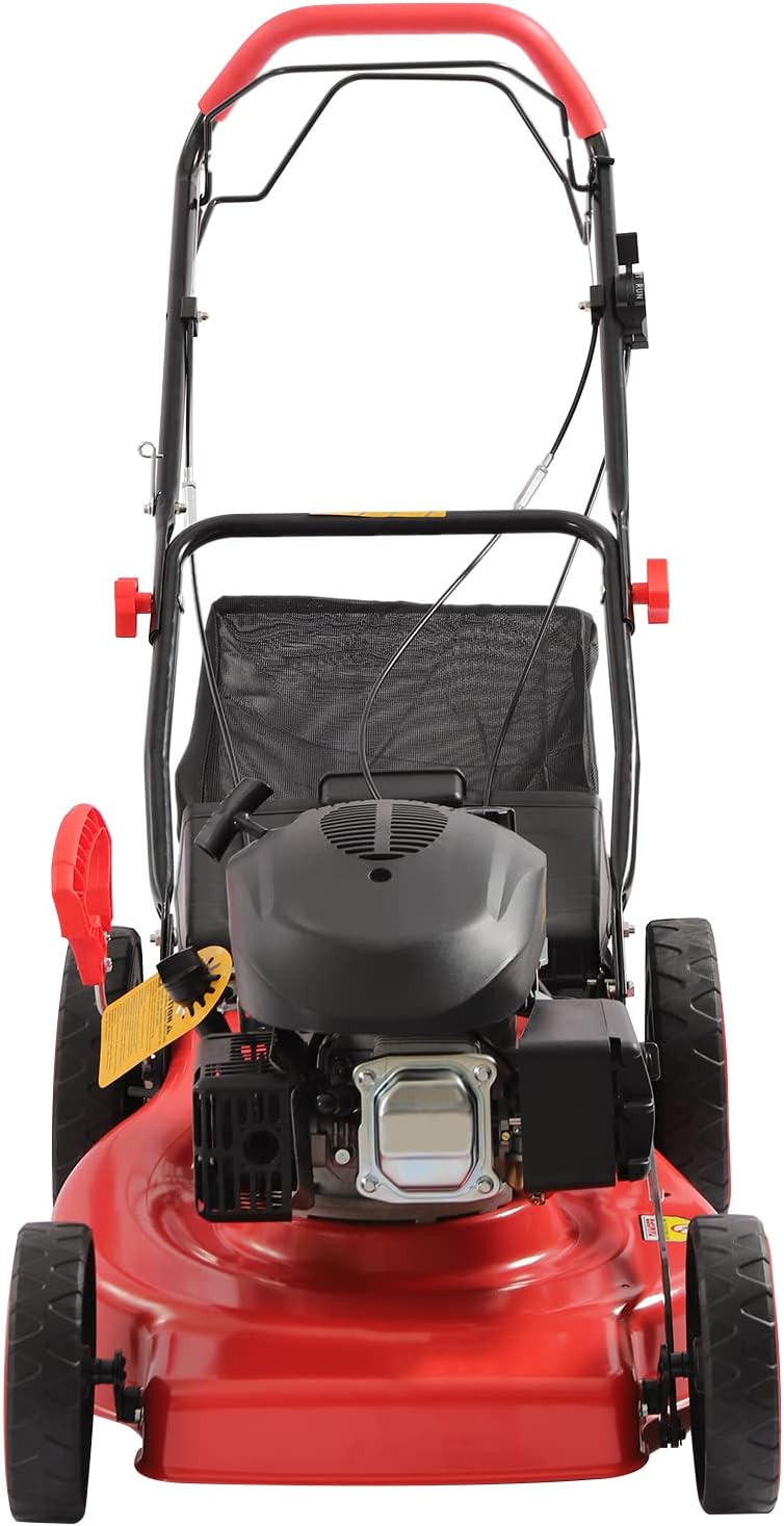 Gas Powered Lawn Mower Self Propelled, 3-in-1 w/Bag 20-inch & 173CC Gas Mower, 8 Adjustable Heights, 4-Stroke Engine 6.0HP Gas Lawn Mower for All Lawn Planting Weeding