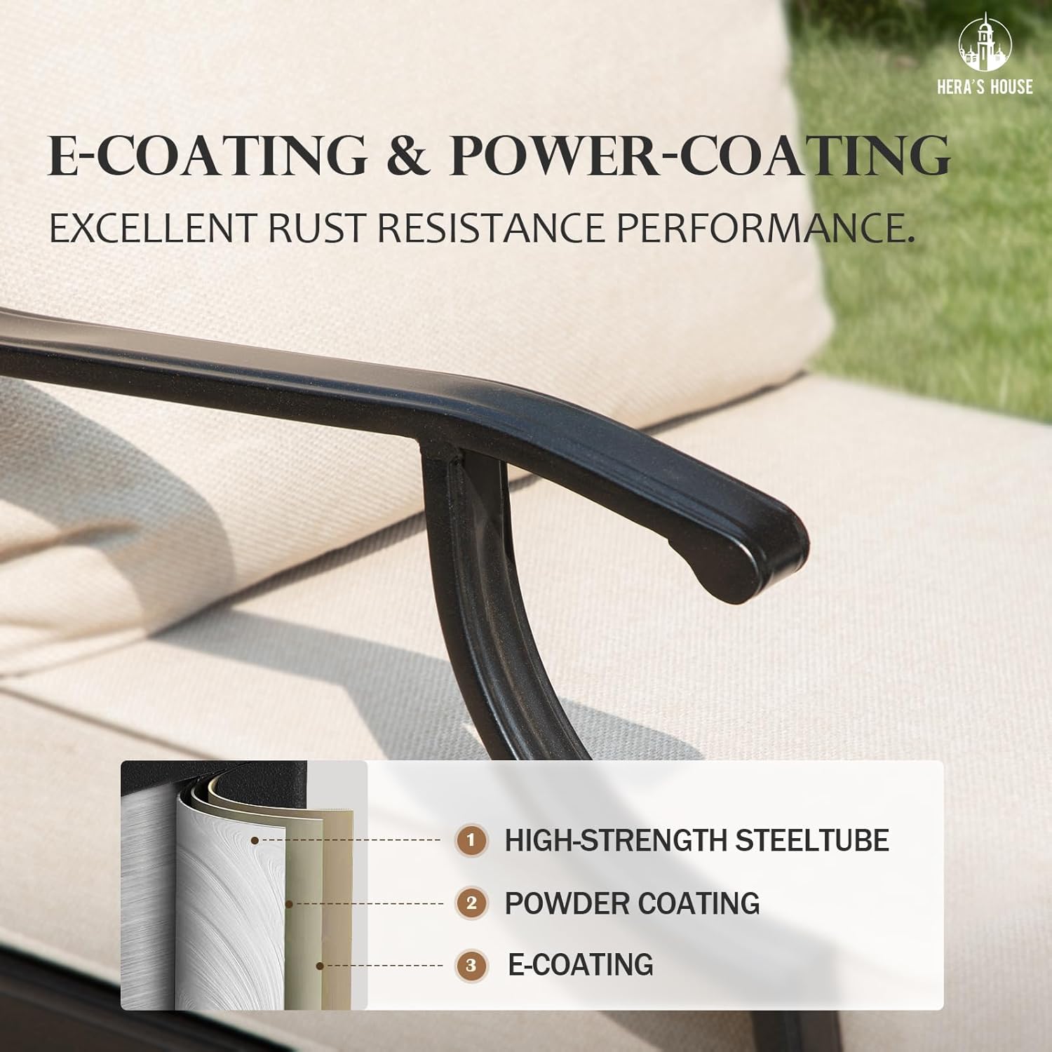 HERA'S HOUSE 4 Pieces Patio Fire Pit Furniture Set, 2 x Single Chair, 3-Seat Sofa with 46