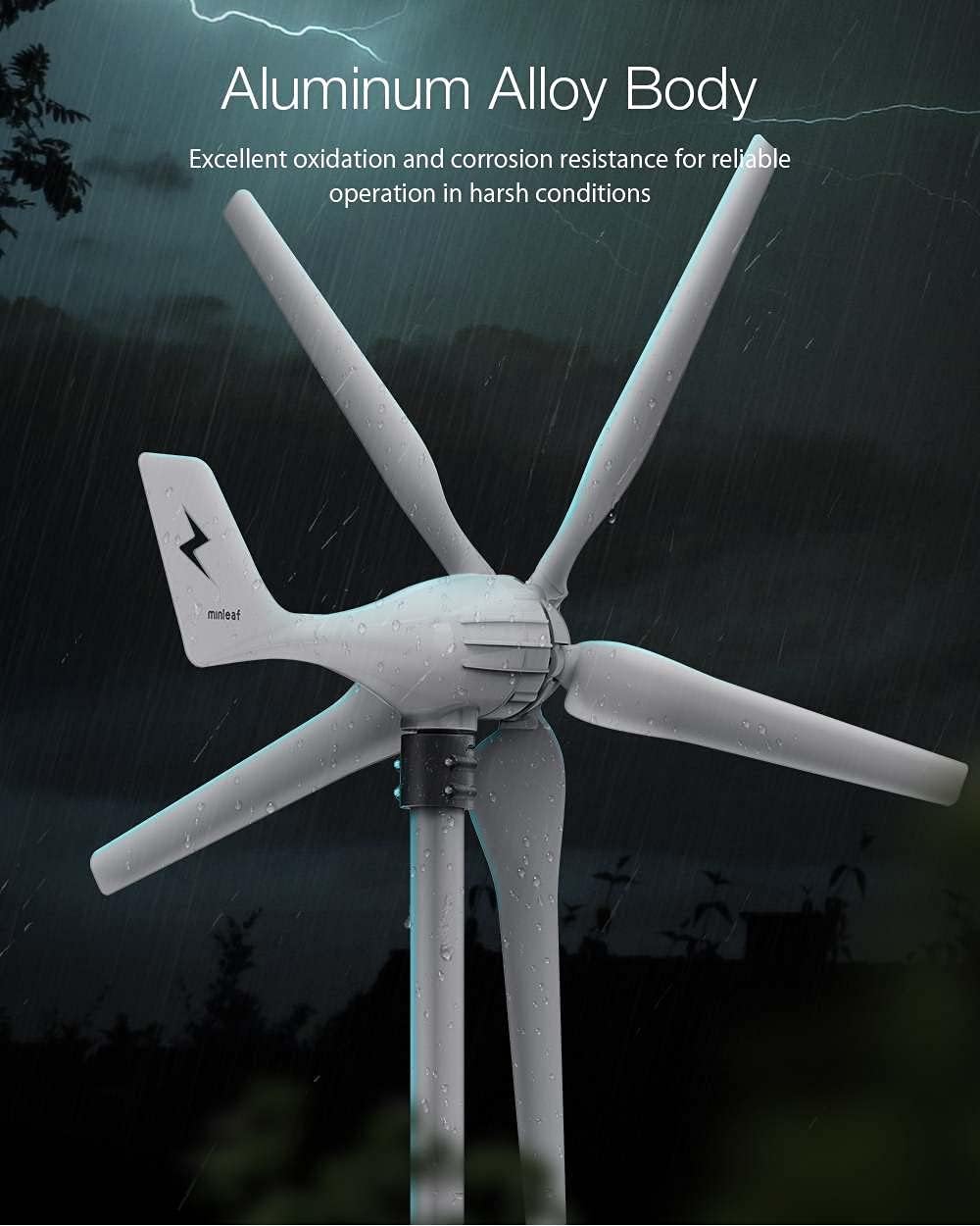 1000W 12V/24V 5 Blades Wind Generator Power Turbines Horizontal with Controller Windmill Energy Turbines Charge Wind Turbines