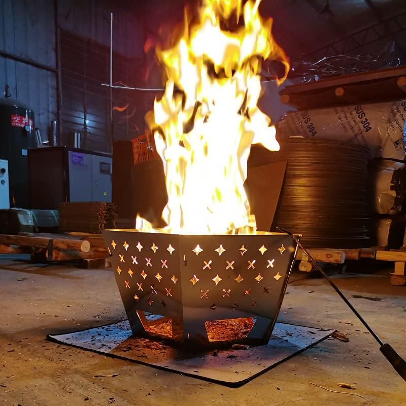 Stainless Steel Collapssible Fire Pit, Folding Firepits for Outside Wood Burning, Foldable Outdoor Accessories for BBQ Camping Travel or Picnic, Foldable Fire Pits Bonfire of Backyard Patio