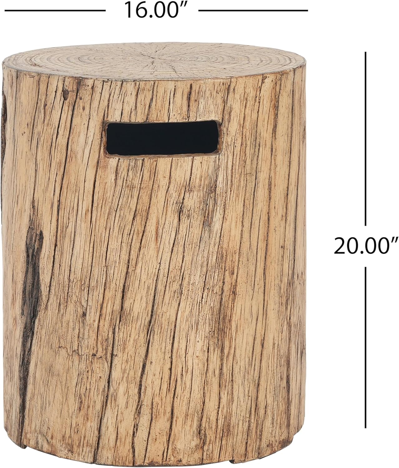 Christopher Knight Home Hearth Concrete Patio Fire Bowl, Outdoor Fire Pit and Tank Holder Set, Lightweight Concrete Tank Table, 30000BTU Round Fire Pit, Woodlike Texture, No Assembly Needed, Brown