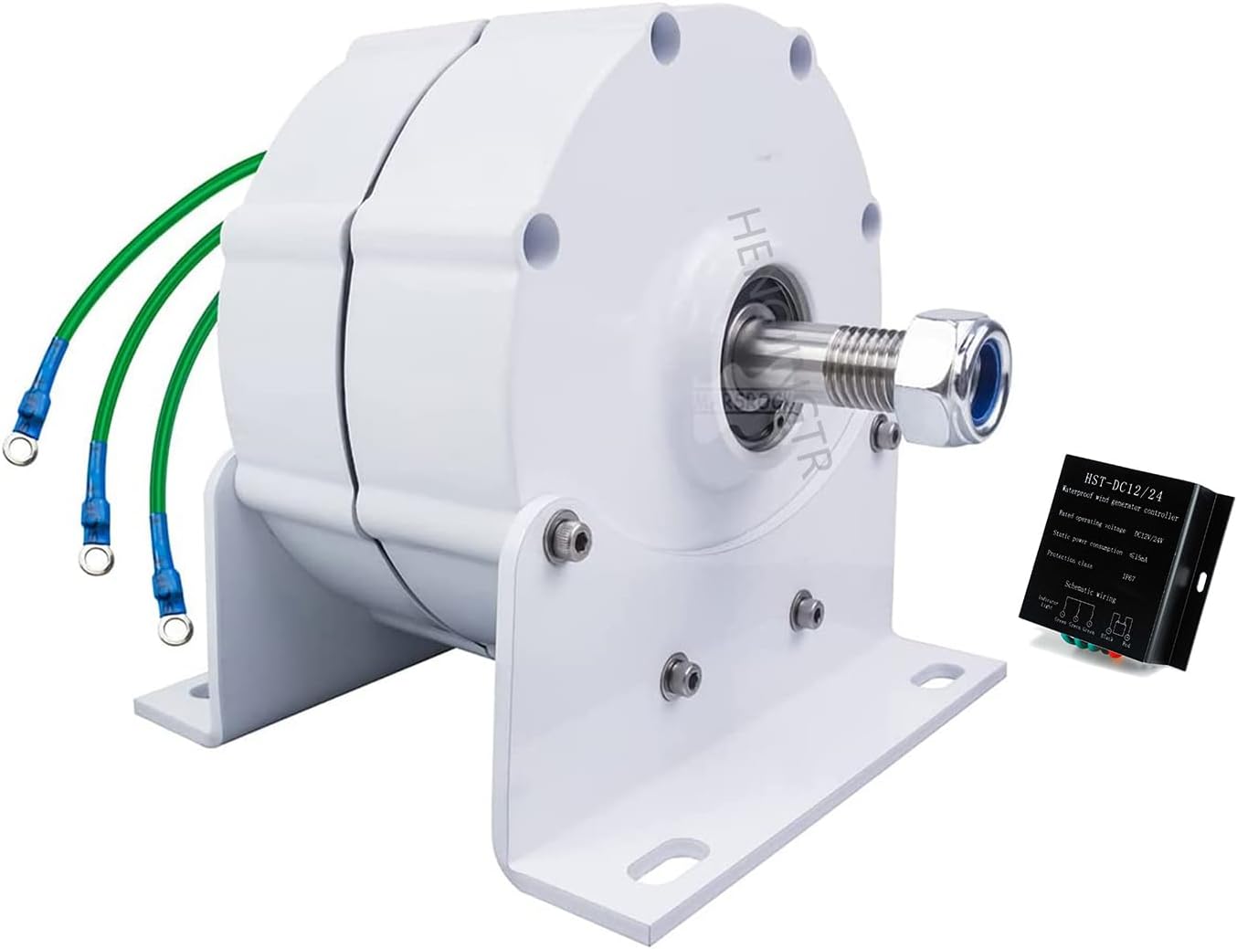 3000W 220V Low RPM Alternator Permanent Magnet Rare Earth Turbine Gearless Permanent Magnet AC with Controller with Base for Wind Turbine 12V 24V 48V (with Base)