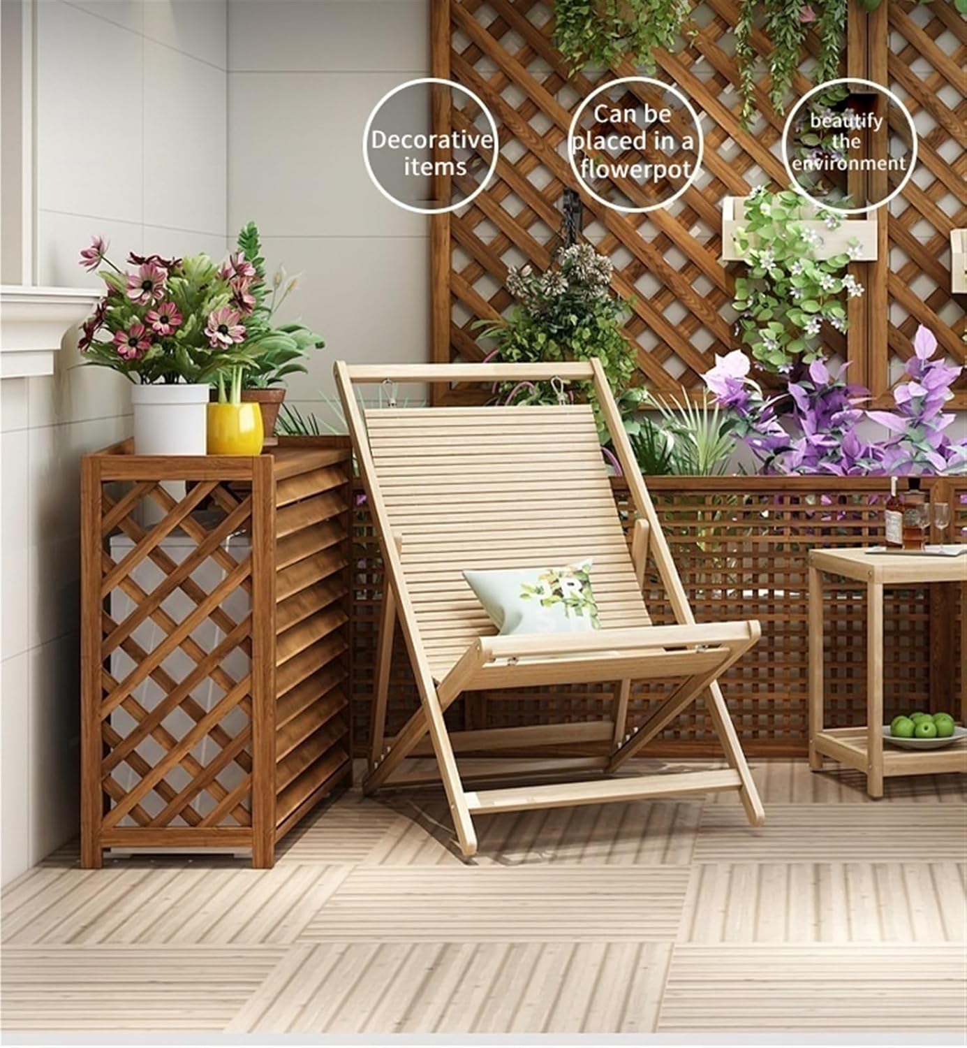 Wooden Air Conditioner Cover, Solid Wood Air Conditioner Flower Rack, Decorative Air Conditioner Fence, Garden Balcony Air Conditioning Privacy Screen,Living Room