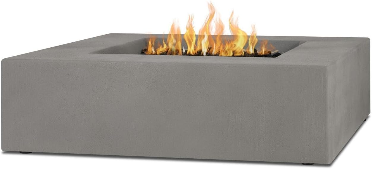BBQGuys Signature Estes 40-Inch Low-Profile Square Propane Fire Table - Flint - 140LP-FLNT