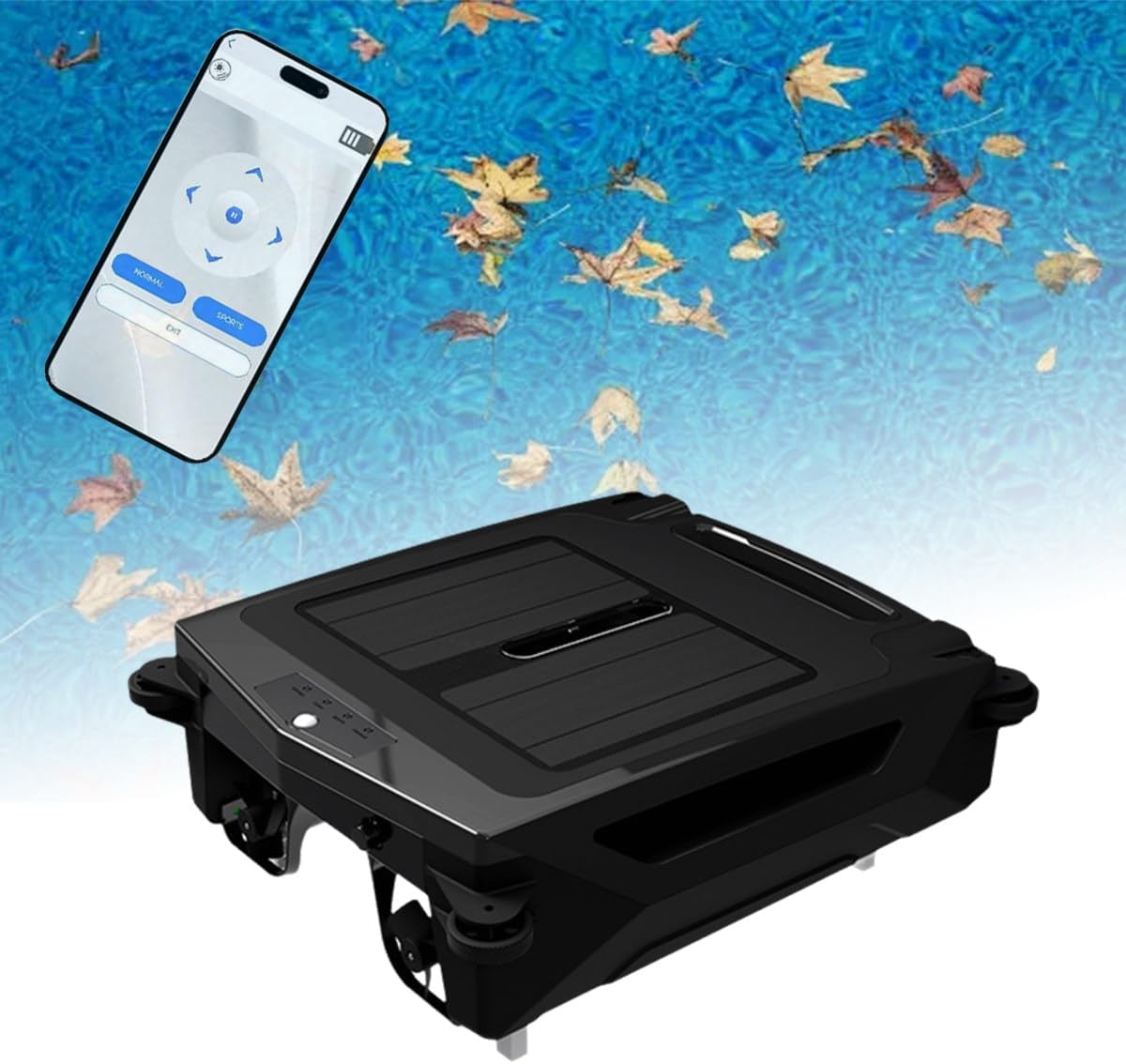 Solar Powered Robotic Pool Skimmer, Automatic Cordless Solar Powered Robot Cleaner, Pool Cleaner Vacuum Robot, Two Speed Modes, Continuous Cleaning, With Navigation Sensor, For All Swimming Pool