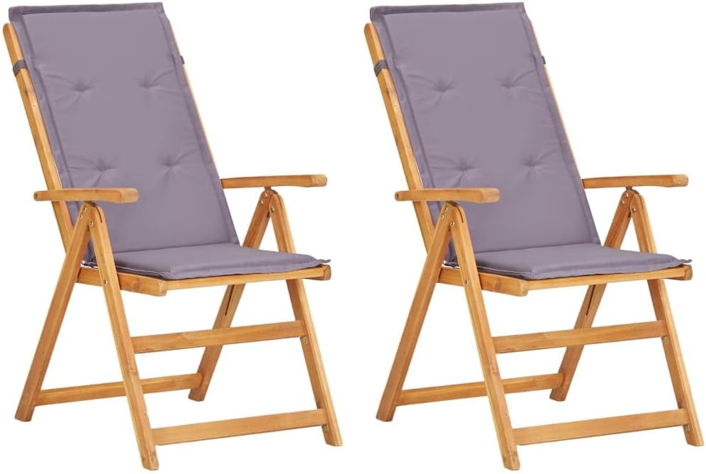 Patio Chair Reclining Patio Chairs 2 pcs Brown Solid Acacia Wood