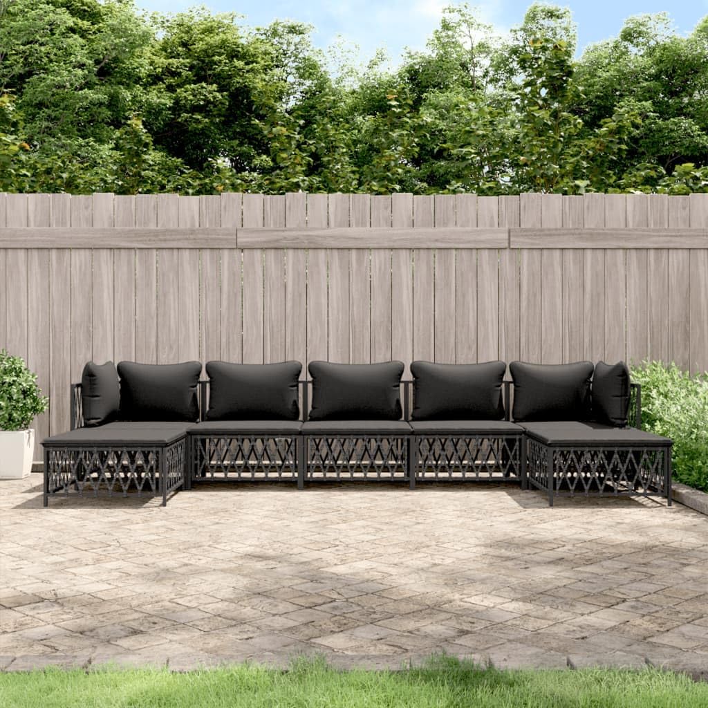 7 Piece Patio Lounge Set with Cushions Anthracite Steel,Comfortable Outdoor Patio Lounge Set with Durable Woven Fabric in Anthracite Furniture Sets for Patio, Lawn & Garden