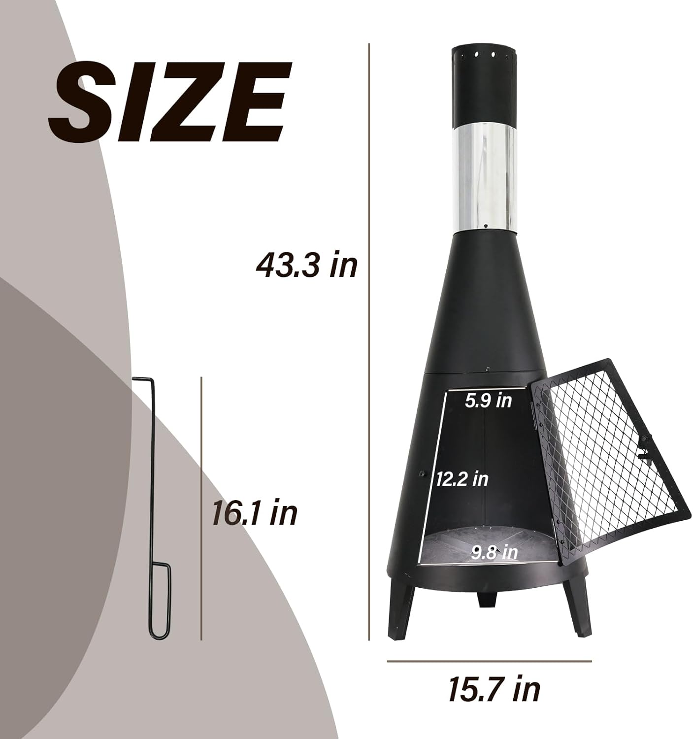 ptlsy 43inch Tall Chiminea Outdoor Fireplace Wood Burning for Backyard and Patio Wood Burning Rocket Fire Pit