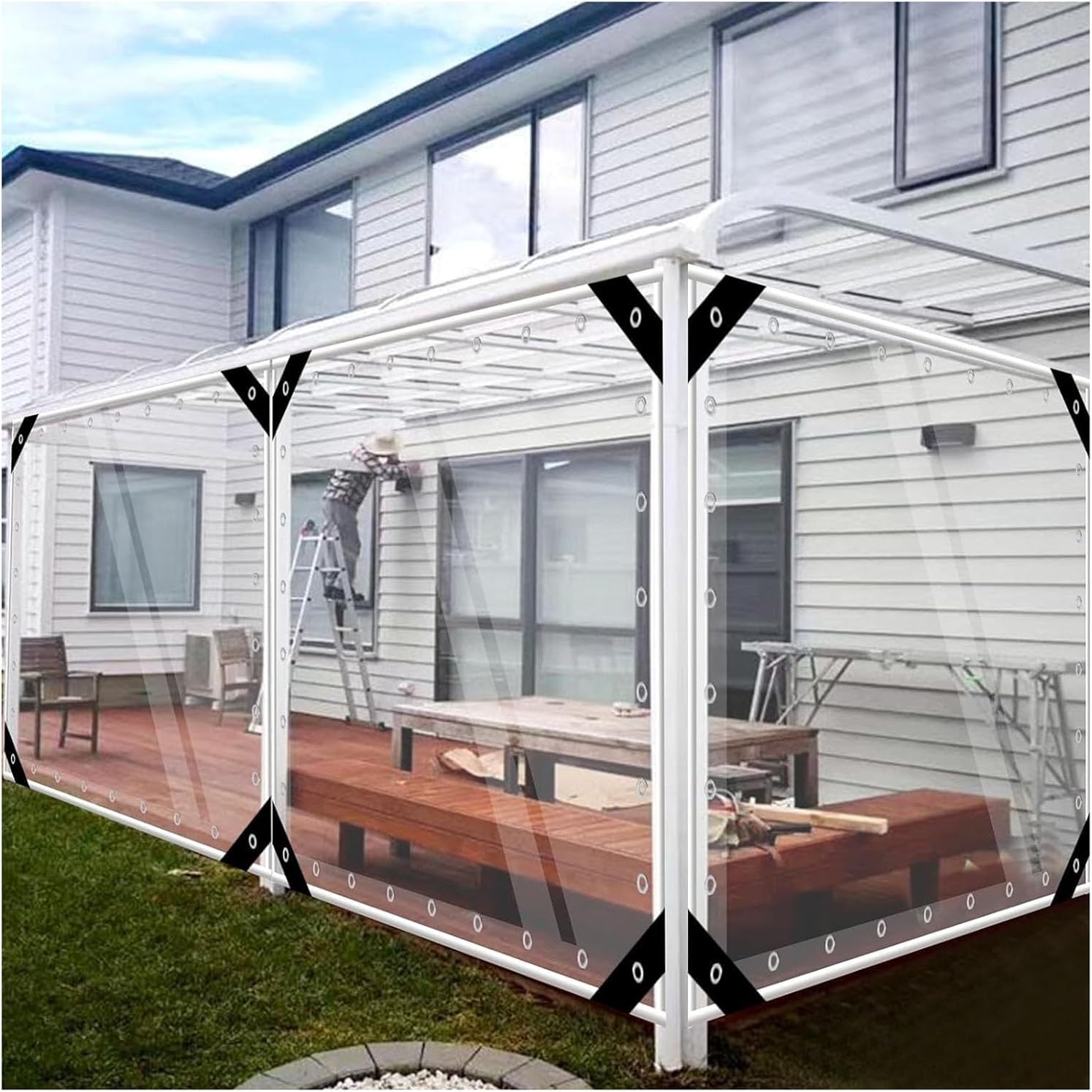 Clear Waterproof Tarp for Greenhouse Heavy Duty PVC Vinyl Tarp Roofing Panels with Metal Grommets and Weather Resistant for Balcony Garden, Patio, Pavilion (Size : 1.2x3m/3.93x9.8ft)