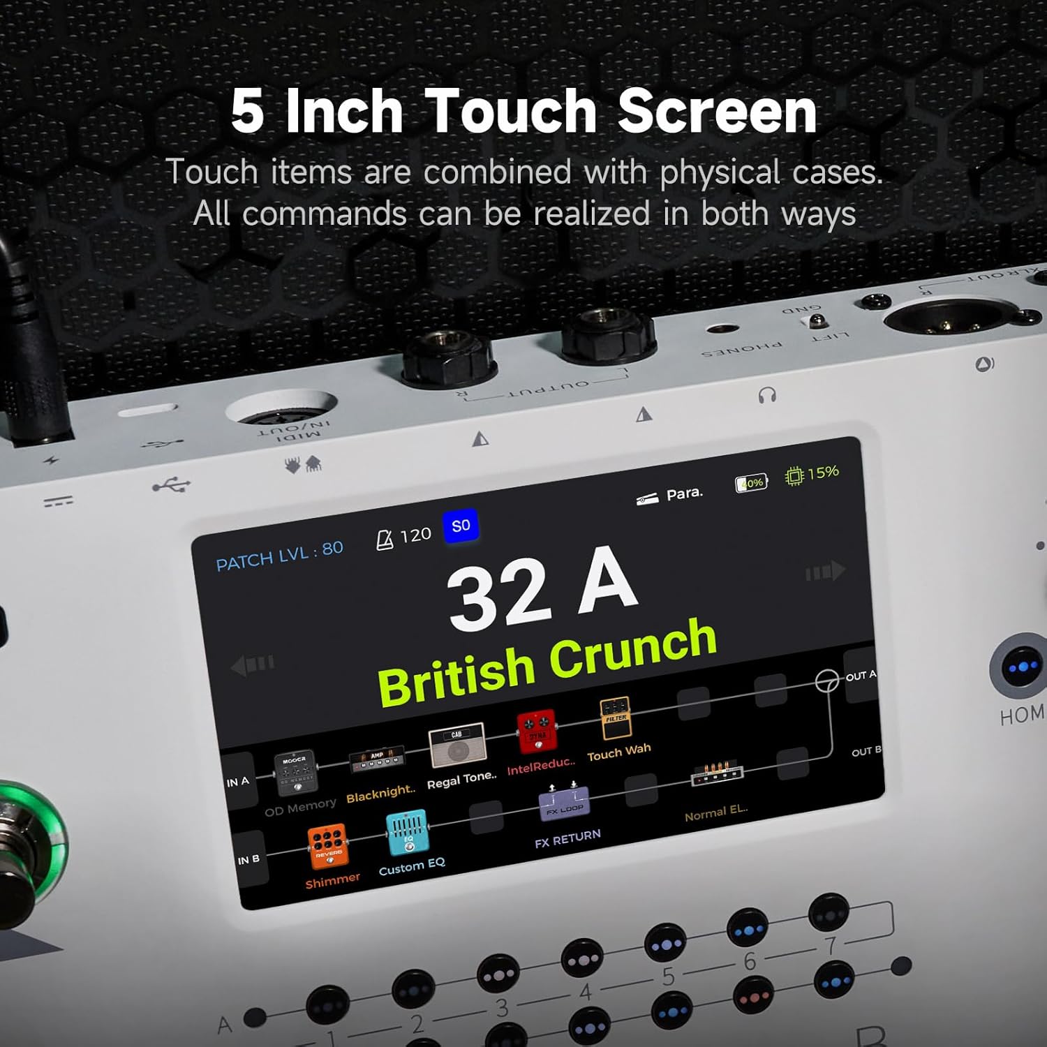 MOOER GE1000 White Guitar Multieffects Pedal Dual Effects Chains Processor with AI Equalization, 5