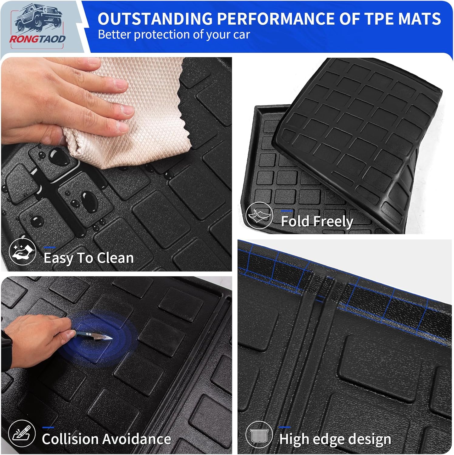 Rongtaod Floor Mats Compatible with 2021-2025 Jeep Grand Cherokee L 6 Seats Trunk Liner Cargo Mat Cargo Liner Back Seat Cover Protector 2024 Cherokee L Accessories (Trunk Mat+Backrest Mat+Floor Mats)