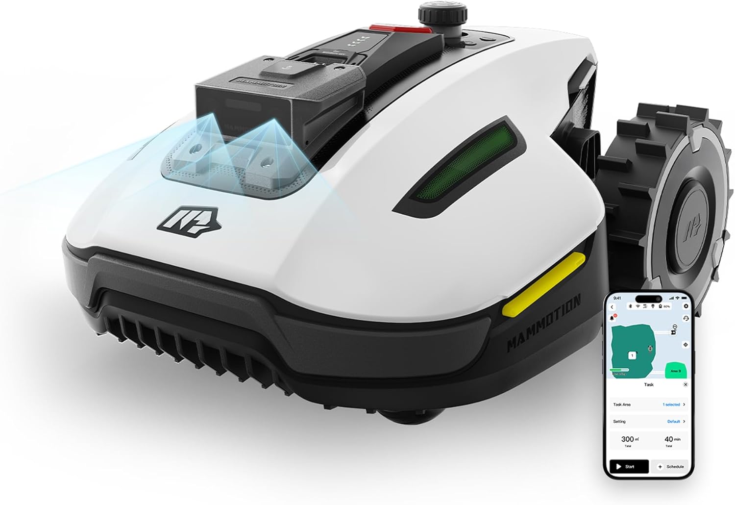 Mammotion YUKA Mini 500H Robotic Lawn Mower Reception 0.12 Acre,Max. 0.25 Acre, Ultrasense AI Vision+ RTK Positioning, Auto Mapping, App Control, 50% Slope, Cutting Height 2''~3.5'', 15 Mowing Zones