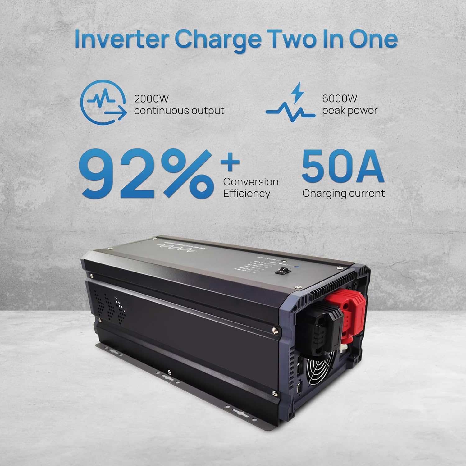 Soyond 2000W Pure Sine Wave Inverter Charger, 12V DC to 120V AC Surge 6000W, with 50A Battery AC Charger, Power Inverter w/LCD Remote Panel for RV, Boat,Truck, Compatible with Lifepo4 Battery