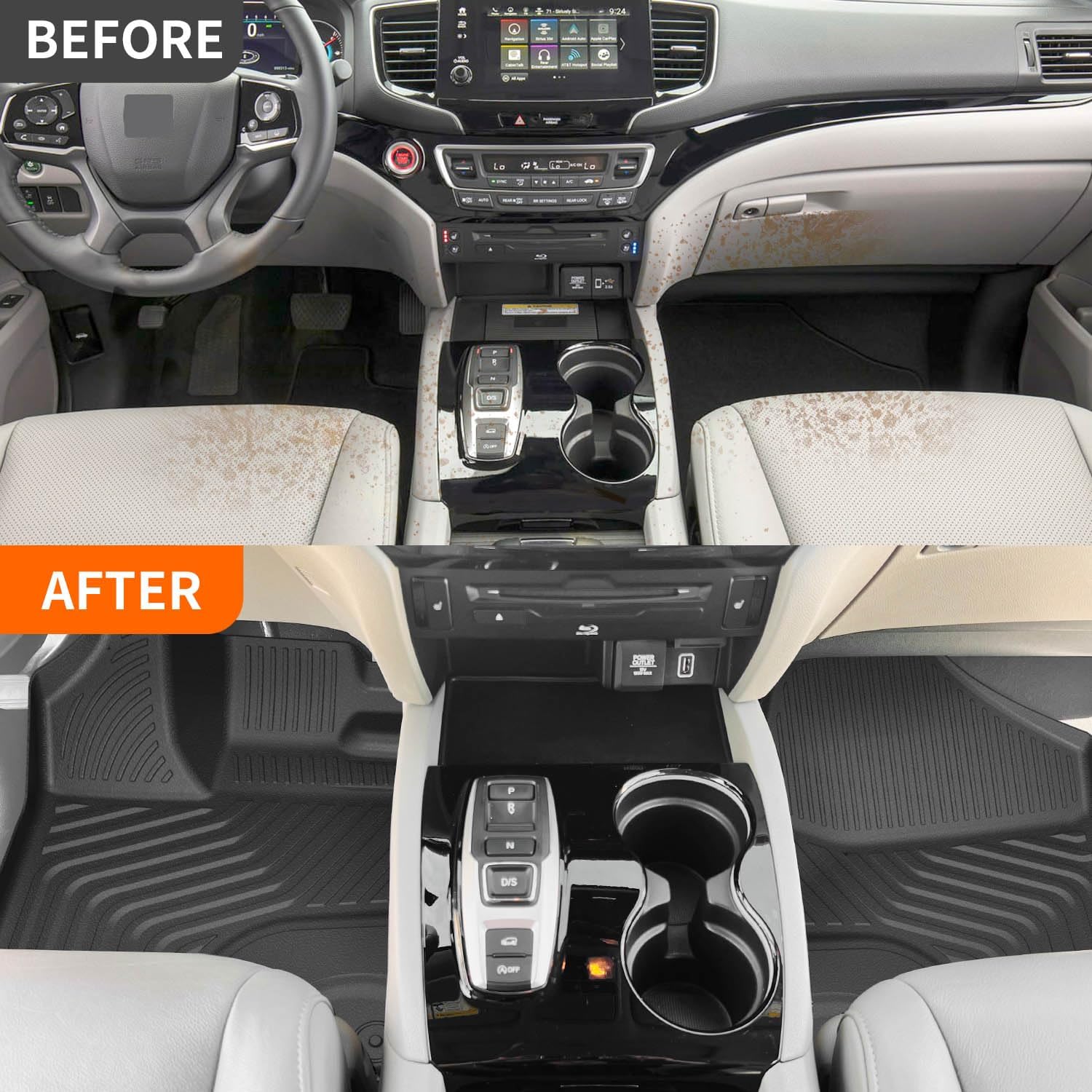 powoq 7 Seats Floor Mat Compatible with 2016-2022 Honda Pilot Cargo Mat TPE Floor Liner Back Seat Protector Trunk Cargo Liner Replacement for 2016-2022 Honda Pilot Accessories