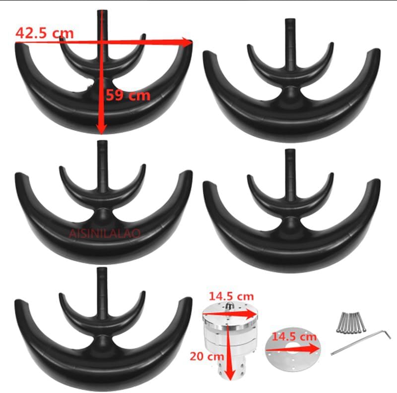 Black Vertical Axis Lantern Garden Boat Wind Generator,12V 24V 48V 2000W 5 Leaves Wind Turbine Kit with Controller for Home Camping & Boat Use