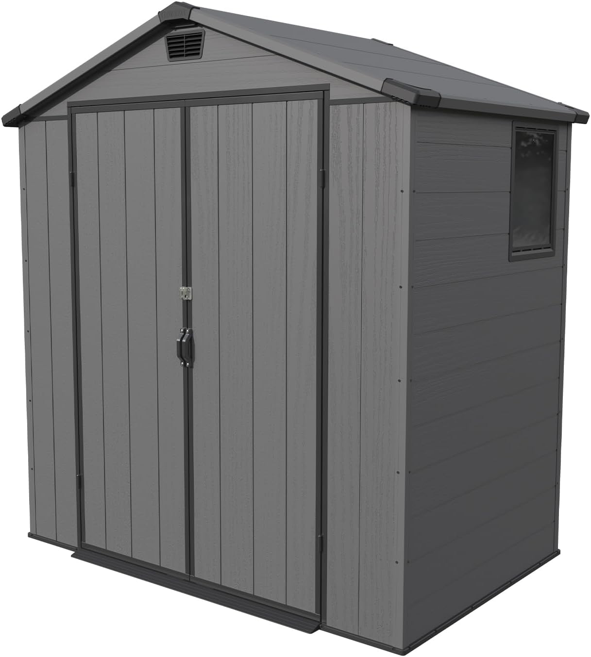 Patiowell 6X4 FT Plastic Outdoor Storage Shed with Floor, Resin Outside Tool Sheds with Window and Lockable Door for Backyard, Garden, Tool Storage Usage, Easy to Install, Dark Grey