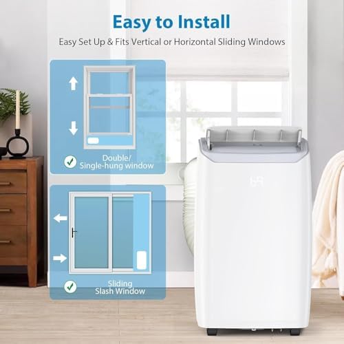 Portable Air Conditioners 14,000 BTU, Portable AC Units for Rooms With Multi-Function Fan, Dehumidifier Mode, Remote Control AC Unit for Bedroom Apartments Up to 750 Sq.Ft, White