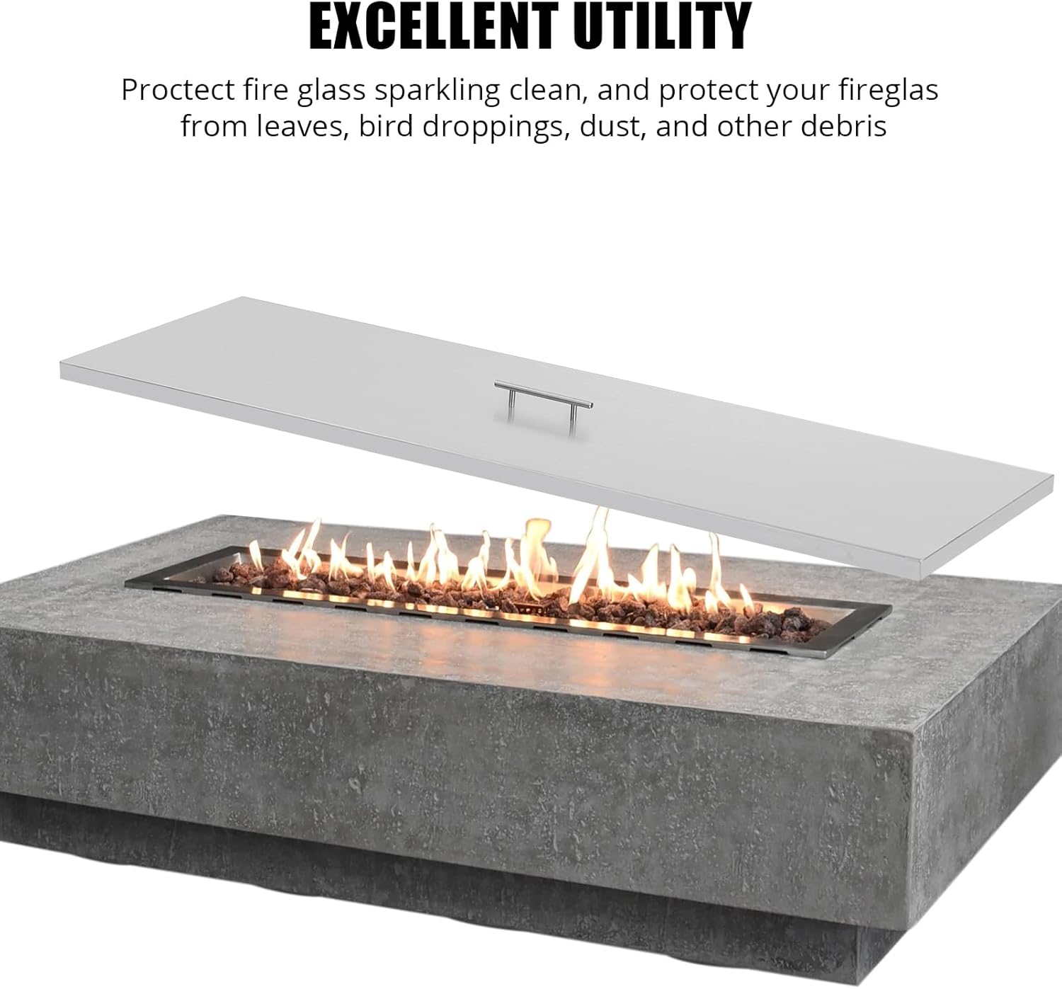 Fire Pit Spark Screen Cover for Campfires - Easy Lift Stainless Steel, Mesh Protector, Guide Rod Included, Outdoor Patio & Backyard Accessory，51 * 17 * 1inch