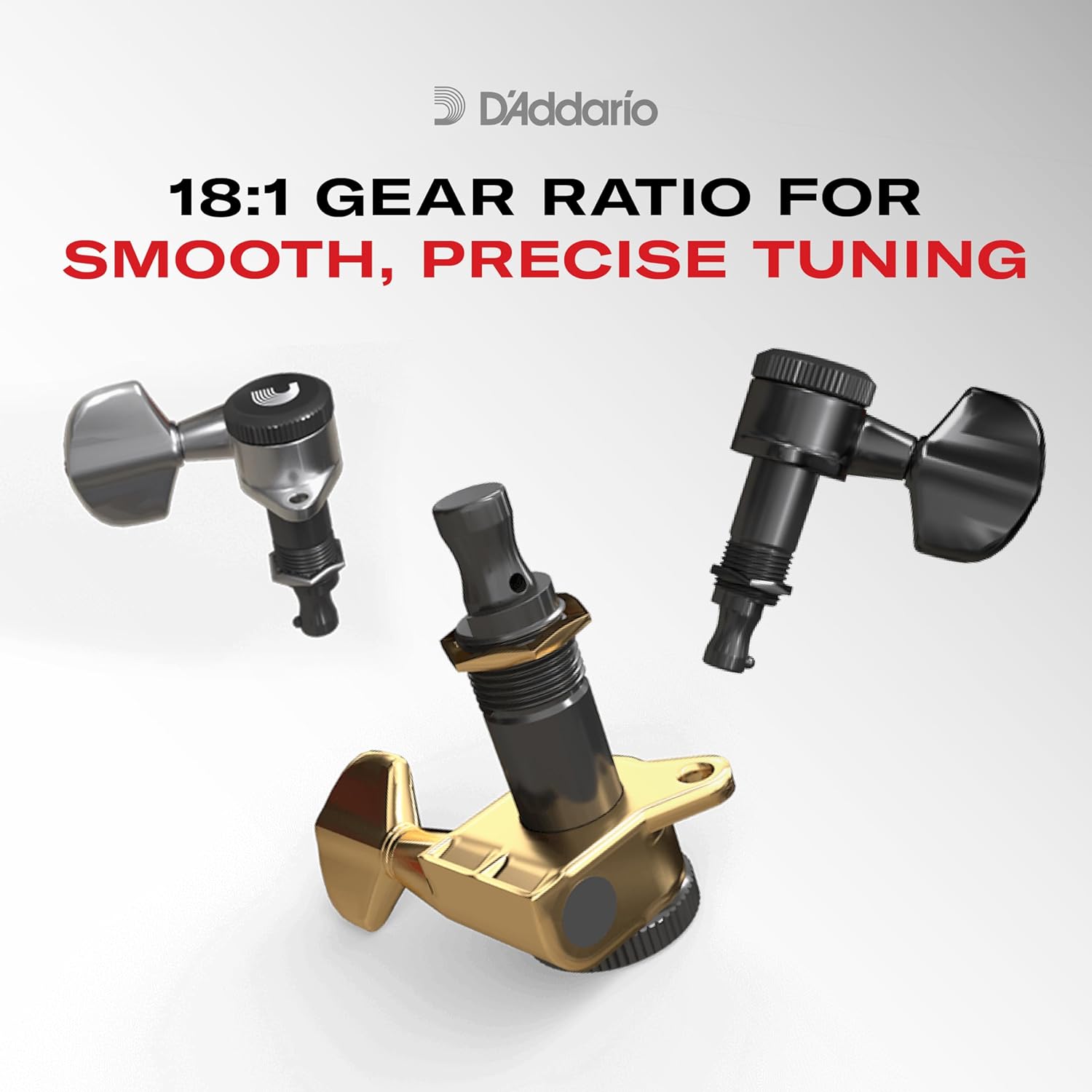 D'Addario Accessories Auto-Trim Tuning Machines, 6 In-Line setup, Gold