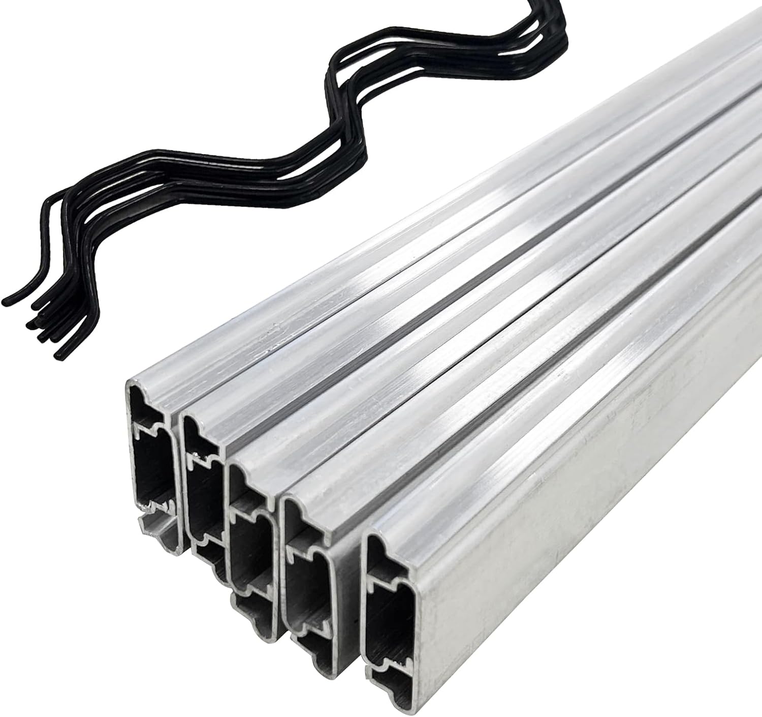 20-Pack Greenhouse Wiggle Wire & Lock Channel Kit (6.6ft) - PVC-Coated Spring Wire with Aluminum Track for Plastic Film, Garden Greenhouse Repair Hardware & Insulation Accessories