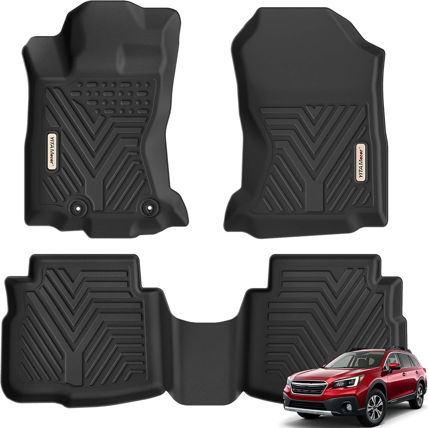 YITAMOTOR Floor Mats Fit for 2020-2025 Subaru Outback/Legacy, TPE All-Weather Custom Fit Floor Liners, Durable Anti-Slip Accessories, 1st & 2nd Row, Black