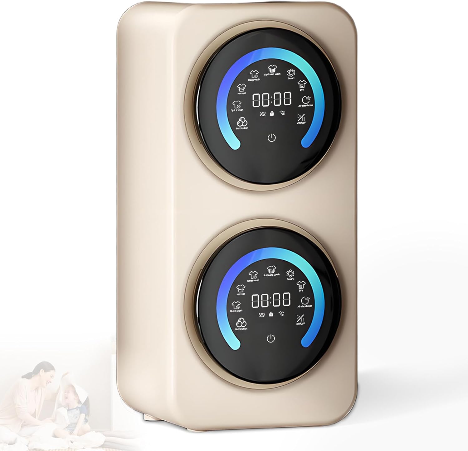 BANGBANGJI Twin Tub Washer Mini Compact Laundry Machine with 360° Drum Explosion Washing, Each Bucket Washing Capacity 3.5L for Small Clothes, Underwear, Socks Desktop