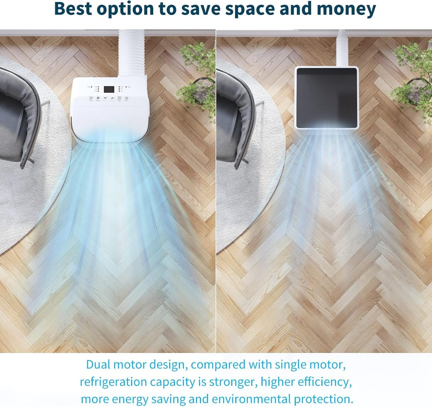 Portable Air Conditioners [High-Efficiency], 10,000 BTU AC Unit for Bedroom with Dehumidifier, Fan, Cooling Modes, Cools Up to 450 Sq. Ft AC Unit, Remote Control, Window Kit, 24-Hour Timer, Easy