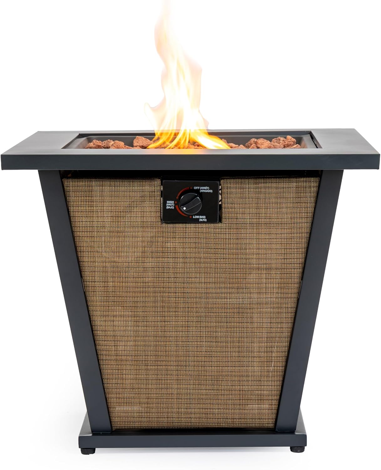 28inch Fire Pit Table Propane Powered 50000BTU Steel Frame Textilene Body Outdoor Heating Solution for Garden Terrace Use