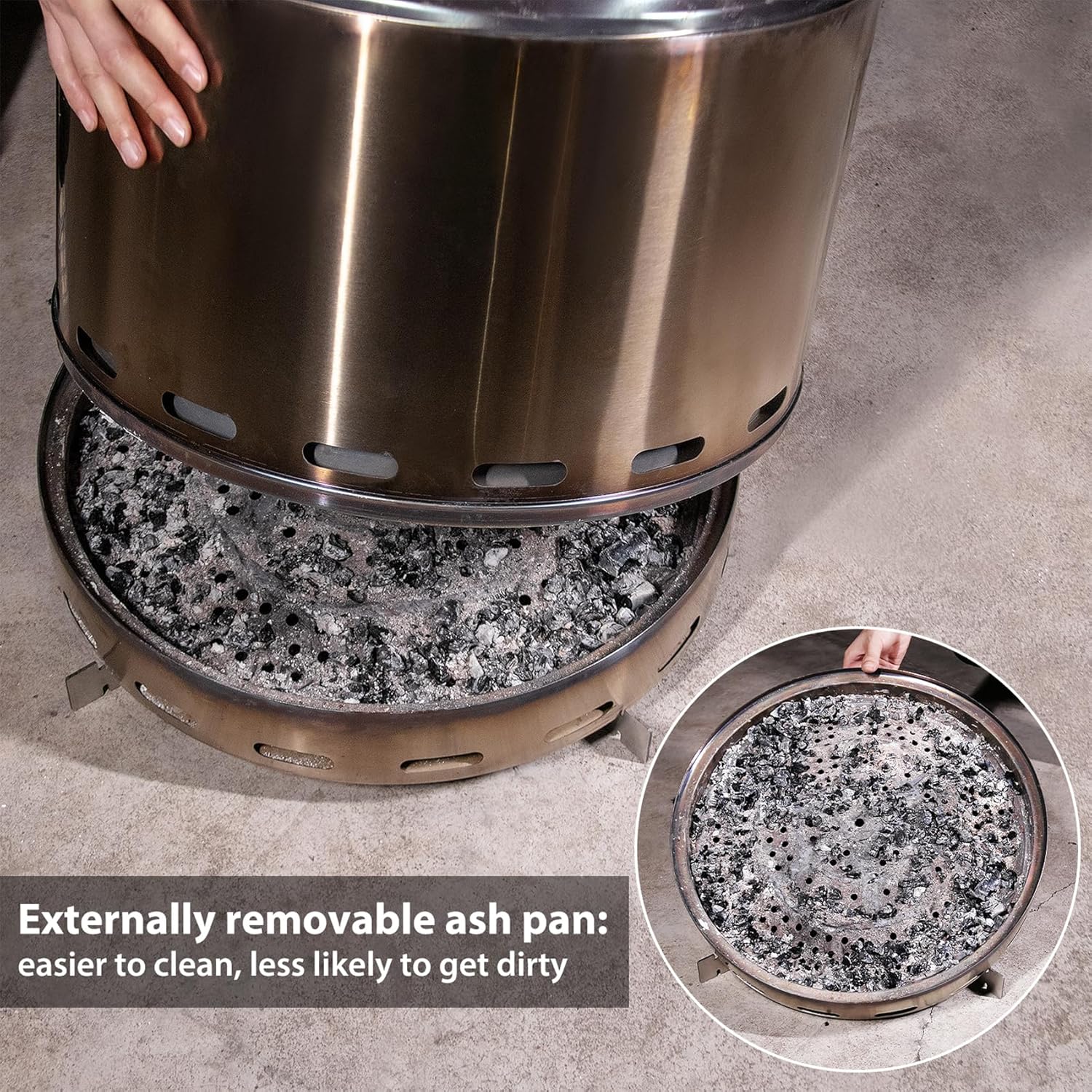 Smokeless Fire Pit, 19.5 Inch Portable Wood Burning Fire Pit with Carry Bag, Outdoor Bonfire Pit for Patio Camping Backyard, Low Smoke Stainless Steel Firepit, Patio Stove for Garden BBQ & Bonfire